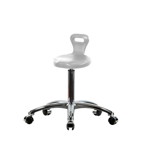 Blue Ridge Ergonomics Polyurethane Serpent Stool Chrome - Medium Bench Height with Chrome Casters in Gray Polyurethane PSPMBSL-CR-NF-CC-GRY