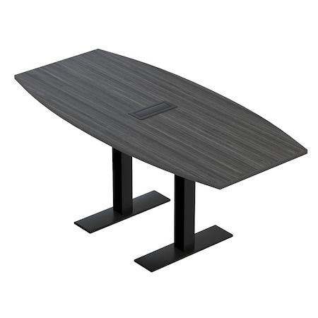 Skutchi Designs 6ft Boat Conference Table With Power | Harmony Series | 6 Person Meeting Room Table HAR-BOT-36X72-T.BK-WA7949-EBLK