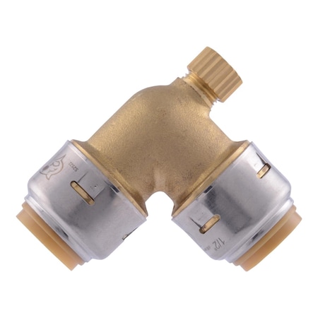 Sharkbite SharkBite 1/2 in. Push-to-Connect X 1/2 in. D Brass 90 Degree Elbow with Drain UR5248A