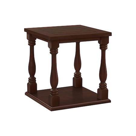 Monarch Specialties Accent Table, 2 Tier, End, Side Table, Square, Nightstand, Bedroom, Lamp, Brown Veneer, Traditional I 3970