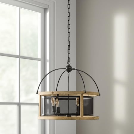 Homeroots Black Caged Three Light Metal Dimmable Chandelier 611333