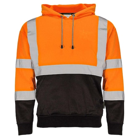 Dome75 Pullover Hoodie, ANSI/ISEA 107-2020 Class 3, Polyester, HiVis Orange/Black Bottom, XL DHP1632