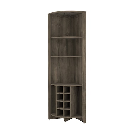 Homeroots 71in Dark Brown Wood Corner Bar Cabinet 479912