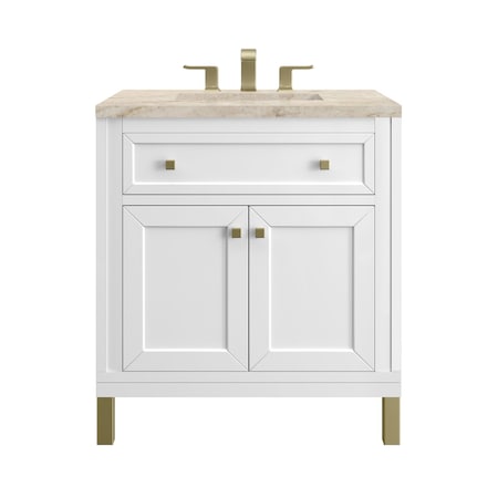 James Martin Vanities Chicago 30" Single Vanity, Glossy White, w/ 3 CM Tajnar Eclos Top 503-V30-GW-3TJR