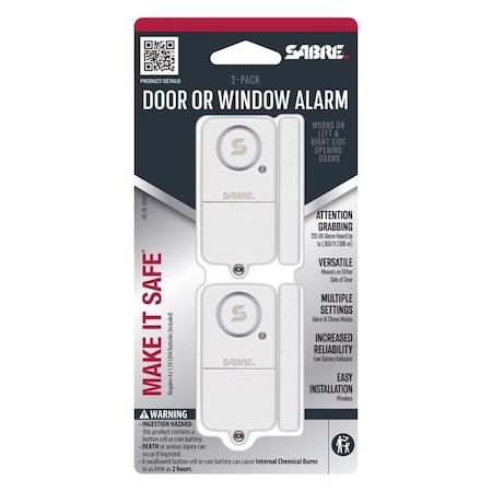 Sabre Battery Powered Indoor White Door Alarm, 2PK HS-RL-DWA2