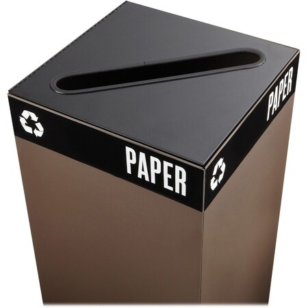 Safco Public Square 25 gal, 42 gal Slot Lid, Flat Black, metal, 1 Openings 15 in W/Dia 2987BL