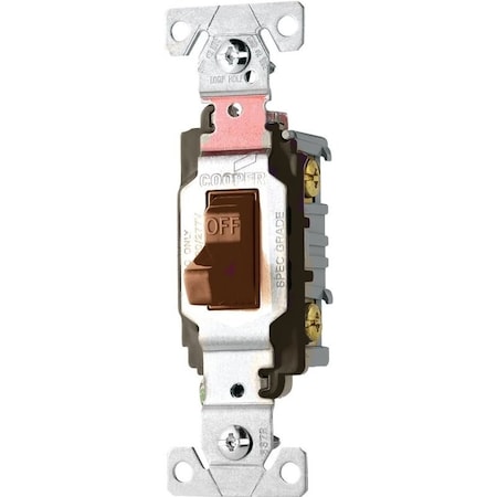 Eaton Wiring Devices Toggle Switch, 20 A, 120277 V, Screw Terminal, Nylon Housing Material, Brown CS120B