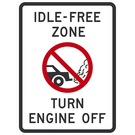 Lyle Idle-Free Zone Turn Engine Off (W/Sym), 18x24, Non-Reflective, White G-11007-NA_18x24