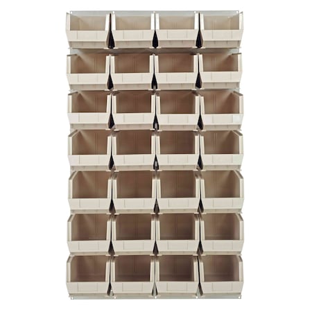 Quantum Storage Systems 36X61 HC LOUVERED PANEL W/28 BINS IVORY QLP-3661HC-240-28IV