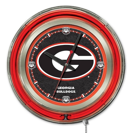 Holland Bar Stool Co University of Georgia Double Neon 15" Clock (G) Clk15GA-G