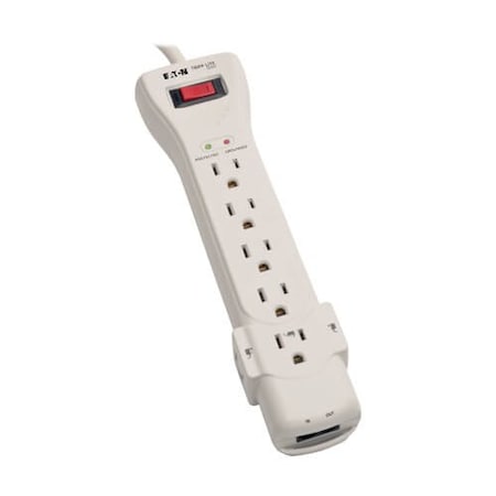 Tripp Lite Power Strip, Surge, 5-15R, 5-15P, 7 ft., Light Gray SUPER7TEL