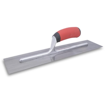 Marshalltown Notched Trowel, 3/32 x 3/32 x 3/32 Flat-V Notch, 16 x 4 Blade, Laminate, Engineered Wood Flooring NT694