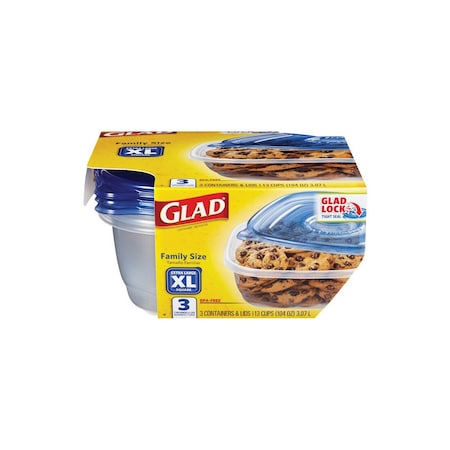Glad 104 Oz. Clear Square Family Size Container, 3PK 70129