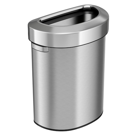 Hls Commercial 18 gal Half-Round Indoor Metal Can, Silver, Open Top, Stainless Steel, 12.4 in HLS18DOT