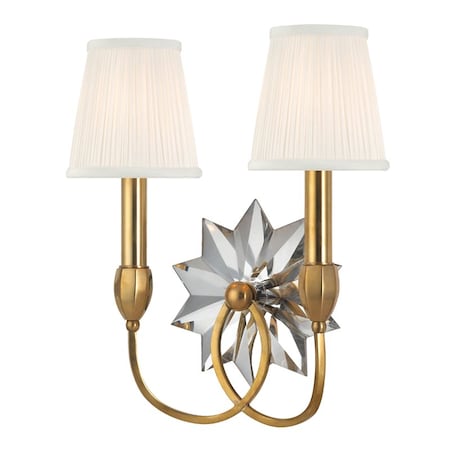 Hudson Valley Lighting Barton 2 Light Wall Sconce 13.5 In. Aged Brass 3212-AGB