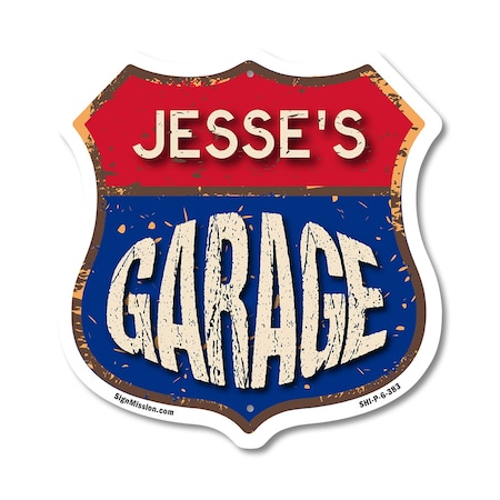 Signmission Jesse's Garage, 6 Inch X 6 Inch, Plastic Sign SHI-P-6-383-JESSE