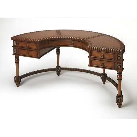 Homeroots 60" Dark Brown Solid Wood Kidney Writing Desk 383202