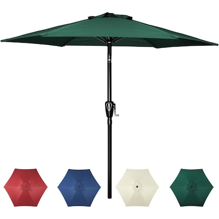 Simple Deluxe 7.5' Patio Umbrella Outdoor Table Market Yard Umbrella with Push Button Tilt/Crank, 6 Sturdy Ribs f LGBRLA7GRN