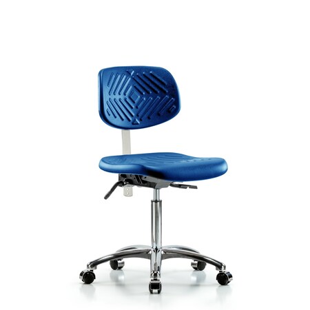 Blue Ridge Ergonomics Poly Clean Room Chair, Med Bench, Casters, Blue BR-NCR-PMBCH-CR-T0-A0-NF-CC-BLU