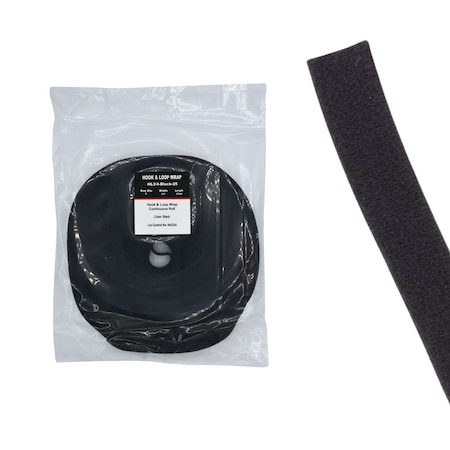 Cable Ties Unlimited Hook and Loop Continuous Roll, 75 ft L, 0.75 in W, Cut to length, No Adhesive, Black, 1PK HL3/4-Black-25