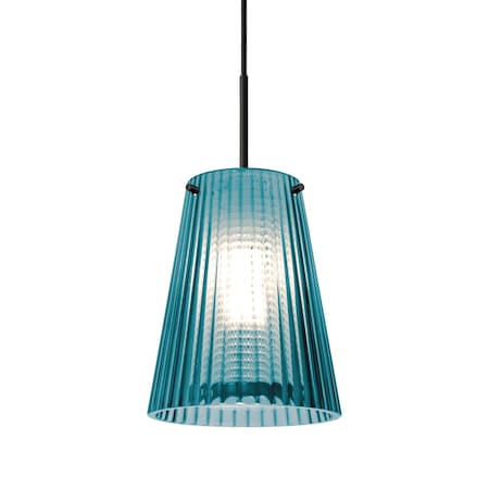 Besa Lighting Besa Dion Pendant, Blue, Black Finish, 1x 60W MAX E26 Base 1JT-DIONBL-BK