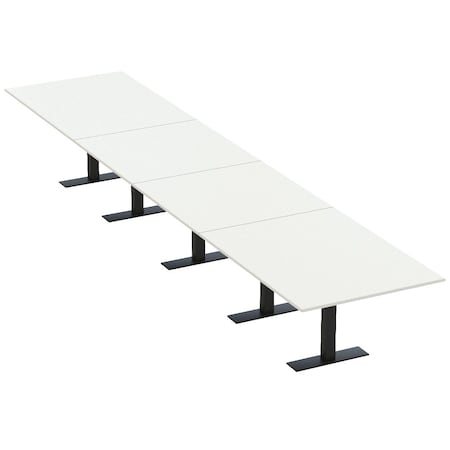 Skutchi Designs 20ft Conference Table W/ Power Unit | 20 Person Modular Rectangular Meeting Table | Harmony Series HAR-REC-48x240-T.BK-W960-NA