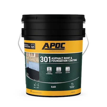 Apoc AP-301 Series Asphalt Roof and Foundation Coating, Black, 4.75 gal, Pail, Liquid AP-3015