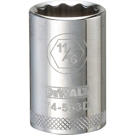 Dewalt Deep Socket, 1/2in, 12-Point, 11/16in DWMT74563OSP