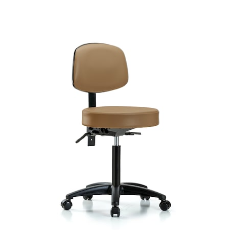 Blue Ridge Ergonomics Rutledge Vin Stool with Back-Medium Bench Height with Seat Tilt and Casters in Taupe Trailblazer Vin BR-VMBST-RG-T1-NF-RC-8584