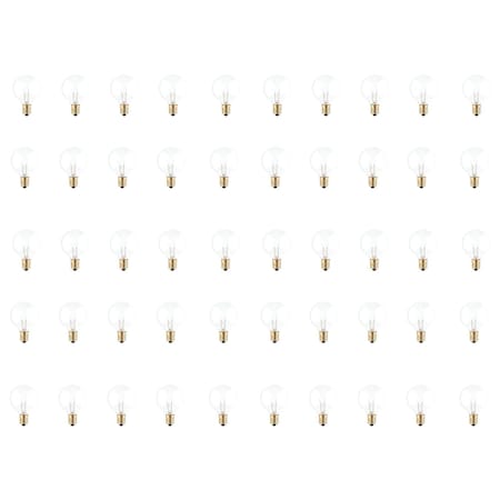Bulbrite 40W Incandescent G12 Globe Bulb, Clear Dimmable Candelabra Screw Base E12 Bulb, 50PK 861050