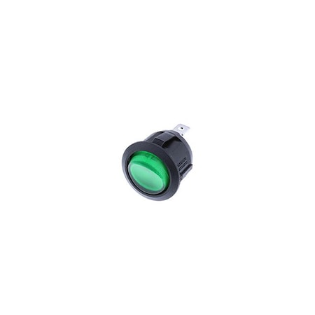 Switch Components Round Rocker, 3P SPST OFF-ON, Green LED RA1-1A-DC-2-GL