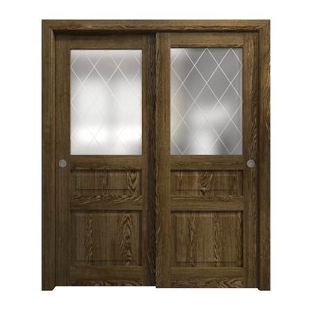 Sartodoors Sliding Closet Bypass Doors 84 x 96 inches, Ego 5011 Marble Oak, Rails Hardware Set, Wood Solid B EGO5011DBD-DMR-8496