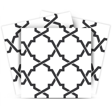 Homeroots 4" X 4" Black and White Prism Peel and Stick Removable Tiles 399910