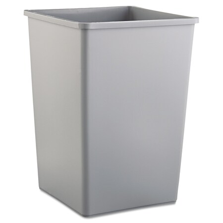 Rubbermaid Commercial 35 gal Square Waste Receptacles, Gray, Open Top, Plastic FG395800GRAY