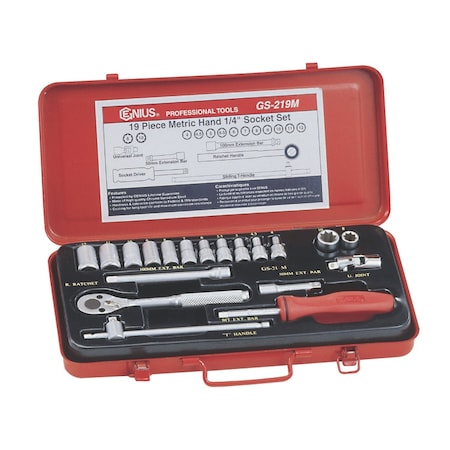 Genius Tools 19PC 1/4in Dr. Hand Socket Set GS-219M