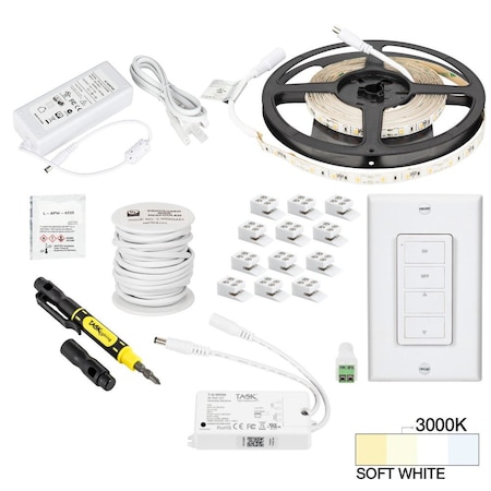 Task Lighting 16 Ft., 120 Lumens/Ft. 12V, Accent Output Uno Wireless Controller, Sgl-Wht, Soft. Wht 3000K L-RK1Z1A-16-30