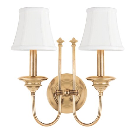 Hudson Valley Lighting Yorktown 2 Light Wall Sconce 13.5 In. Aged Brass 8712-AGB