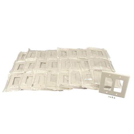 Decora Wallplate, 3-1/8 in L, 4.94 in W, 2 -Gang, Thermoset Plastic, White, Smooth 80609-W