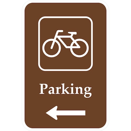 Lyle Parking (with Cycle and Left Arrow Symbol), 12x18, Diamond Grade, White G-3073-DG_12x18