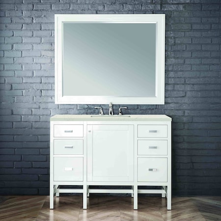 James Martin Vanities Addison 48" Single Vanity, Glossy White, w/ 3 CM Siberian Silestone Top E444-V48-GW-3SFR