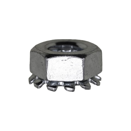 Auveco 1/4in-20 Hex Keps Lock Washer And Nut Zinc, 100PK 3496