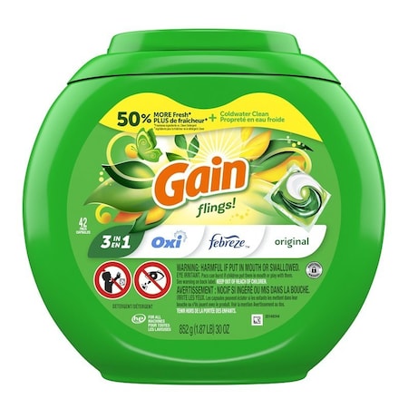 Gain 994 Laundry Detergent Pod, 42, Liquid, Original 00994