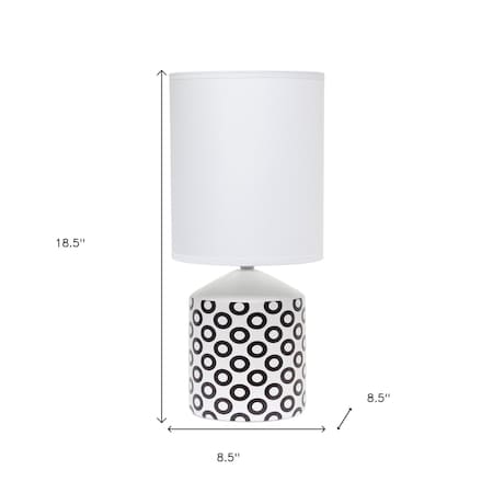 Homeroots 19" White And Black Ceramic Table Lamp With White Cylinder Shade 643438