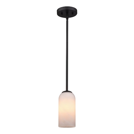 Vaxcel Shelby Mini Pendant Light, Matte Black, White Marble Glass, 5.25-In. Wide P0479
