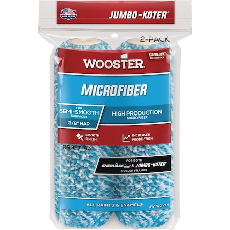 Wooster Jumbo-Koter 4-1/2''x3/8'' Mini Microfiber Trim Roller Cover, 2PK RR327-4 1/2