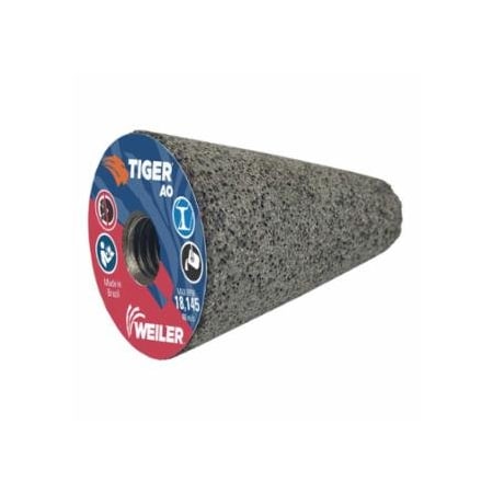 Weiler Tiger Grinding Cone, 2 in dia x 3 in Thick x 5/8 in-11 Arbor, 24 Grit, Aluminum Oxide, Type 17, 12, 12PK 804-68317