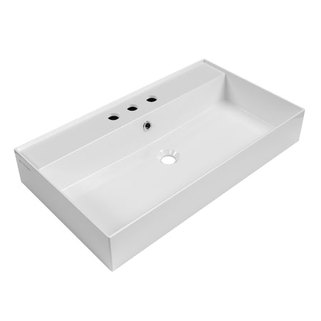 Whitehaus Collection 32 in Rectangular Wall Mount Basin with Single Faucet Drilling and Overflow B-AG81-3H