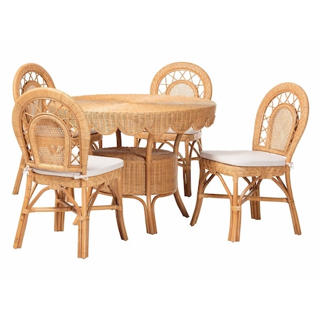Bali & Pari Travis Natural Rattan Dining Set 265-14188-14386-ZORO