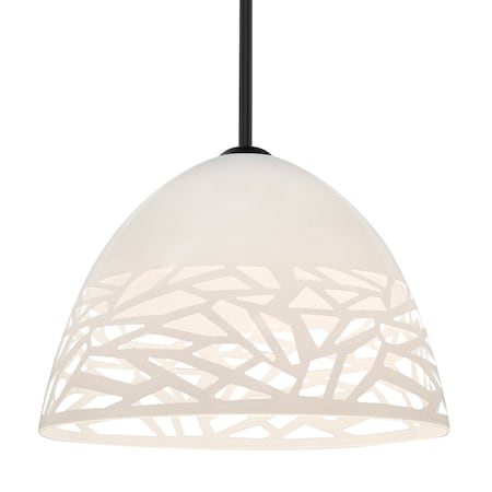 Besa Lighting Besa Kiev Stem Pendant, White, Black Finish, 1x 9W LED 1TT-KIEVWH-LED-BK