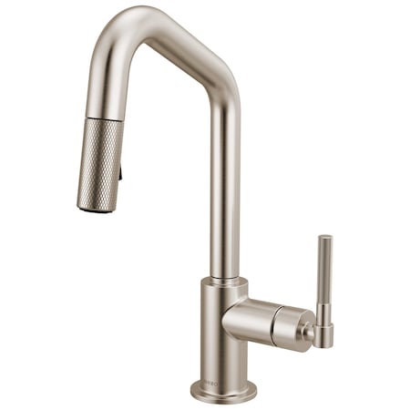 Brizo Litze Pull-Down Prep Faucet with Angle Spout, Knurled Handle Stainless 63963LF-SS